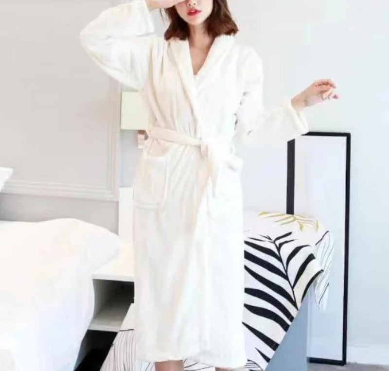 Peignoir_de_bain_en_éponge_femme_personnalise-flanelle-coton-personnalisable-manche-longue-épais-motif-uni-mi-genou-col-châle-absorbant-moelleux-confortable-hiver-printemps-automne-blanc