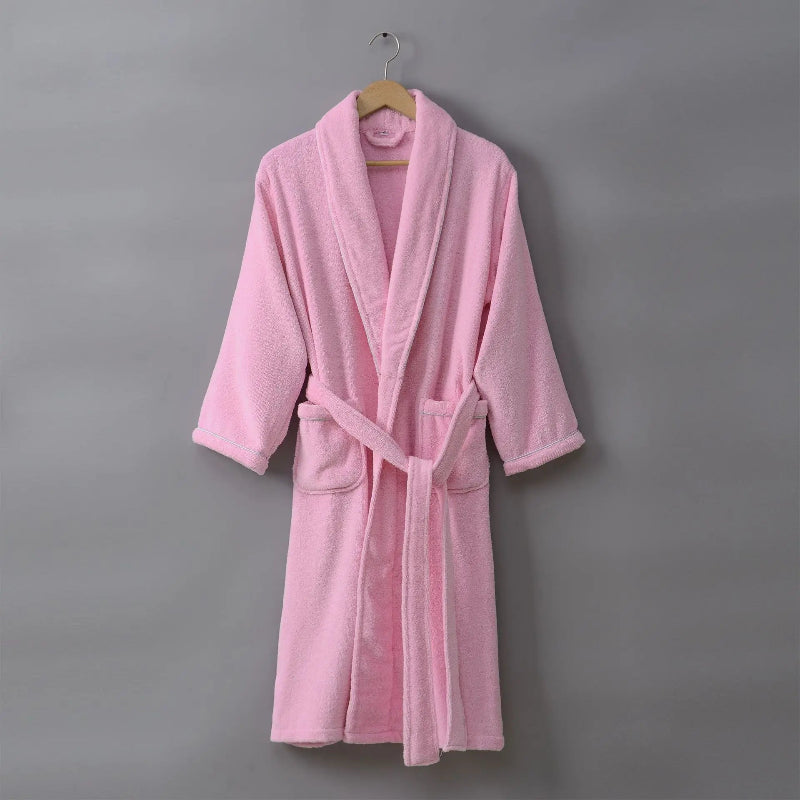 Peignoir_de_bain_en_éponge_homme-coton-éponge-manche-longue-col-V-mi-mollet-doux-confortable-hiver-printemps-automne-rose