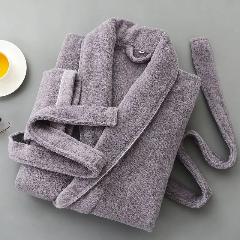 Peignoir_de_bain_en_éponge_homme-coton-éponge-manche-longue-col-V-mi-mollet-doux-confortable-printemps-automne-hiver-blanc-vert-gris