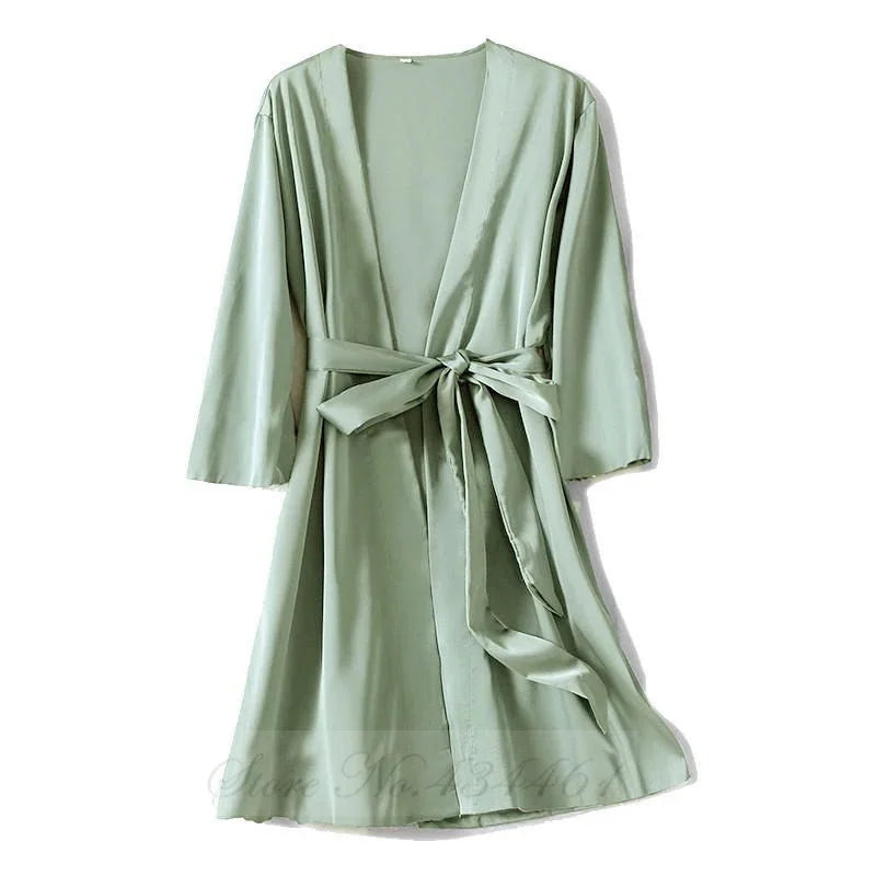 Peignoir_de_bain_en_viscose-satin-polyester-viscose-manche-longue-léger-mi-genou-col-V-absorbant-été-moelleux-confortable-printemps-vert