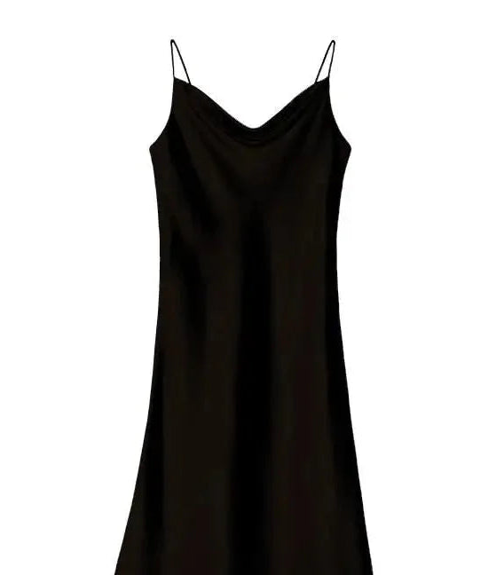 Peignoir de bain en viscose-satin-polyester-viscose-manche-longue-léger-mi-genou-col-V-absorbant-moelleux-été-confortable-printemps-noir