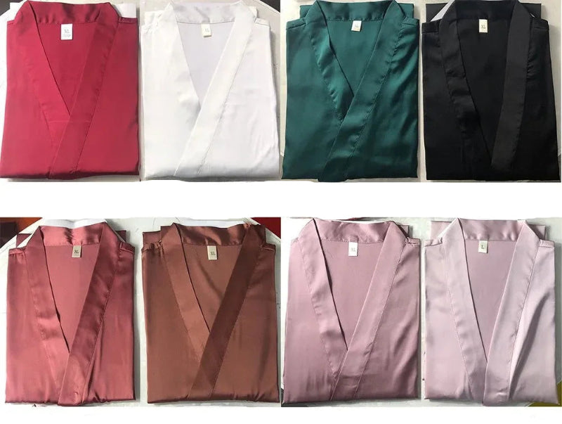 Peignoir de bain en viscose-satin-polyester-viscose-manche-longue-léger-mi-genou-col-V-absorbant-moelleux-été-confortable-printemps