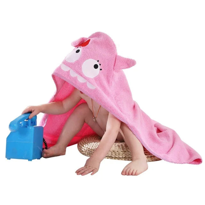 Peignoir_de_bain_enfant-coton-polyester-sans-manche-capuche-forme-animale-doux-confortable-été-moelleux-printemps-blanc-rose