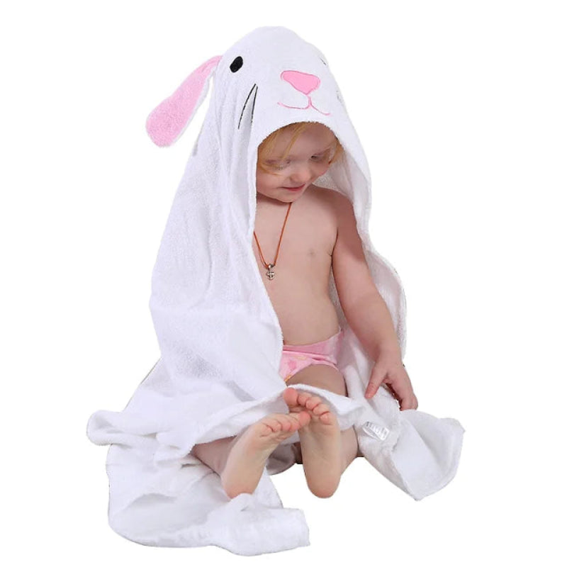 Peignoir_de_bain_enfant-coton-polyester-sans-manche-capuche-forme-animale-doux-confortable-été-moelleux-printemps-rose-blanc