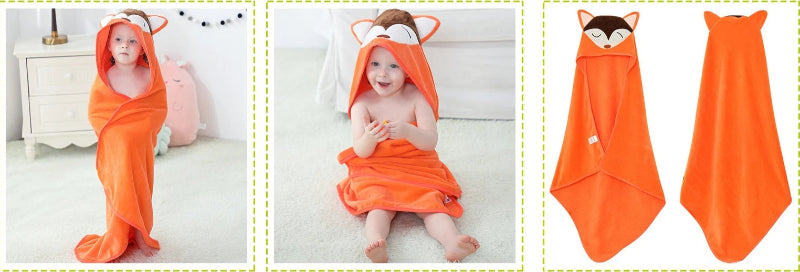 Peignoir_de_bain_enfant-coton-polyester-sans-manche-capuche-forme-animale-doux-confortable-moelleux-printemps-ete-orange