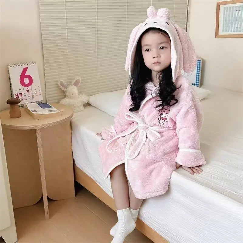 Peignoir_de_bain_enfant_chat_personnalise-flanelle-coton-polyester-capuche-motif-animal-manche-longue-épais-mi-mollet-doux-confortable-moelleux-éponge-printemps-hiver-automne-violet-blanc