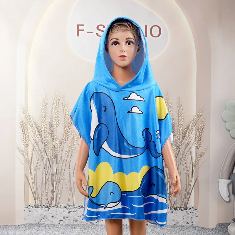 Peignoir_de_bain_enfant_turquoise-polyester-capuche-sans-manche-motif-floral-mi-cuisse-absorbant-moelleux-confortable-printemps-ete-automne-motif-dessin-anime-bleu-jaune