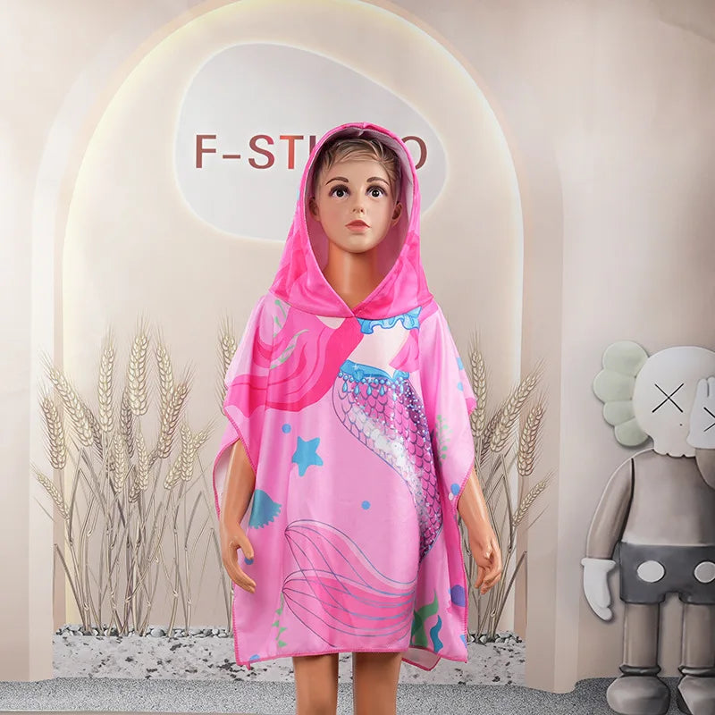 Peignoir_de_bain_enfant_turquoise-polyester-capuche-sans-manche-motif-floral-mi-cuisse-absorbant-moelleux-confortable-printemps-ete-automne-motif-dessin-anime-bleu-rose
