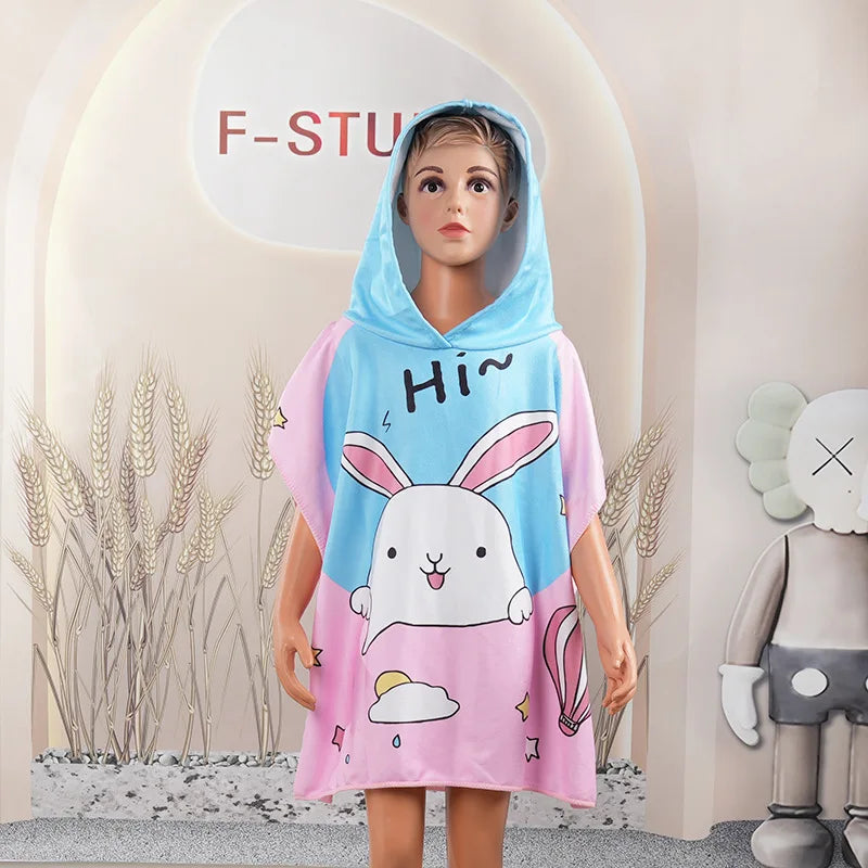 Peignoir_de_bain_enfant_turquoise-polyester-capuche-sans-manche-motif-floral-mi-cuisse-absorbant-moelleux-confortable-printemps-ete-automne-motif-dessin-anime-bleu