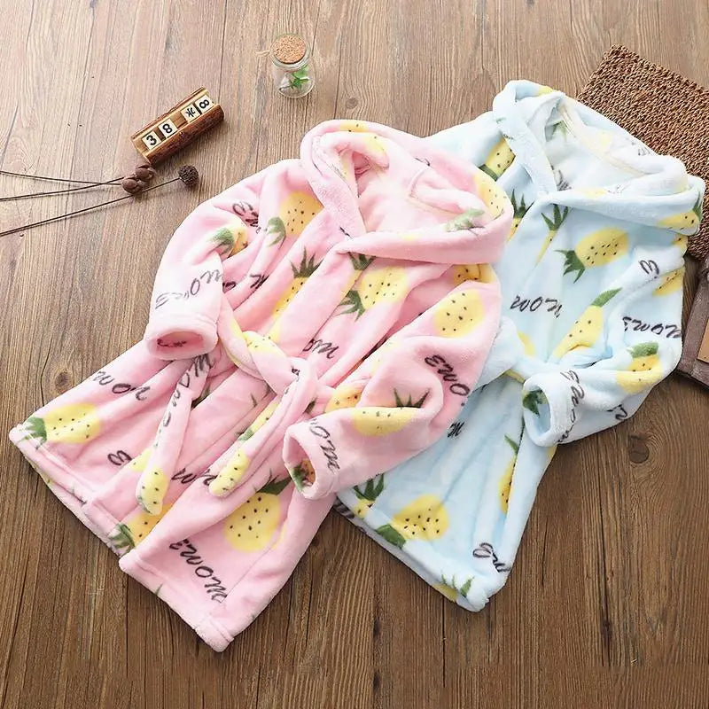 Peignoir de bain enfants 3ans-polyester-flanelle-capuche-motif-dessin-anime-doux-confortable-moelleux-motif-uni-manche-longue-mi-mollet-floral-printemps-automne-hiver-jaune-rose-bleu-ciel