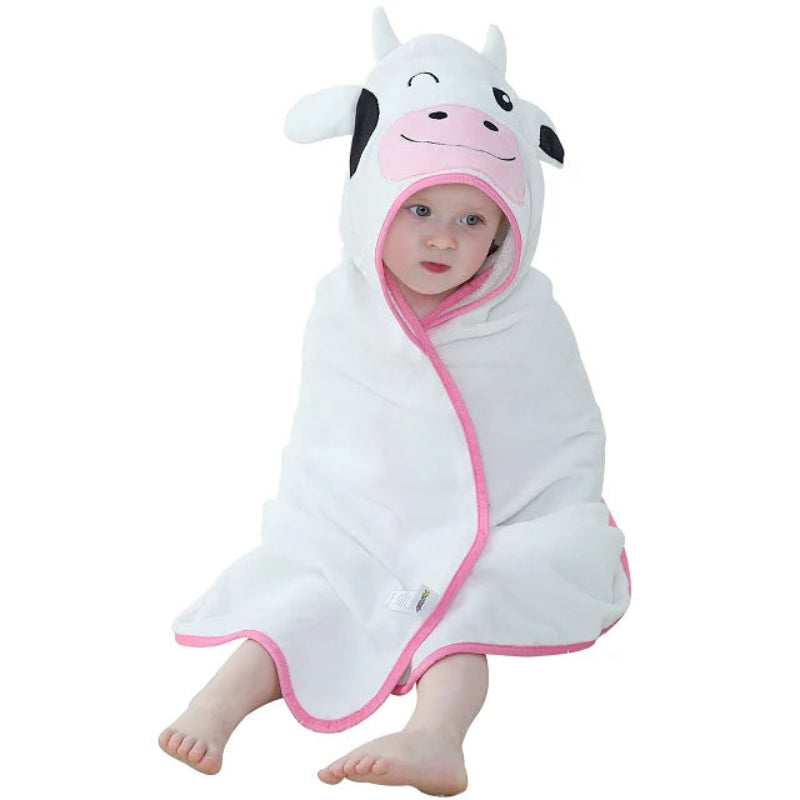 Peignoir_de_bain_enfants_coton-coton-polyester-motif-dessin-anime-capuche-forme-animale-moelleux-doux-absorbant-confortable-printemps-été-automne-blanc-noir-rose