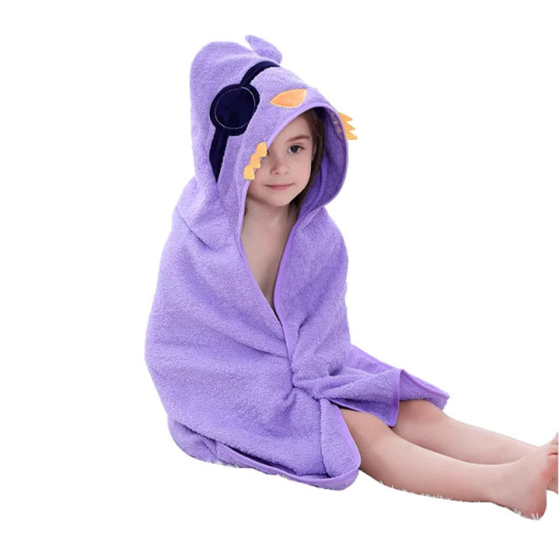 Peignoir_de_bain_enfants_coton-coton-polyester-motif-dessin-anime-capuche-forme-animale-moelleux-doux-absorbant-confortable-printemps-été-automne-violet-noir