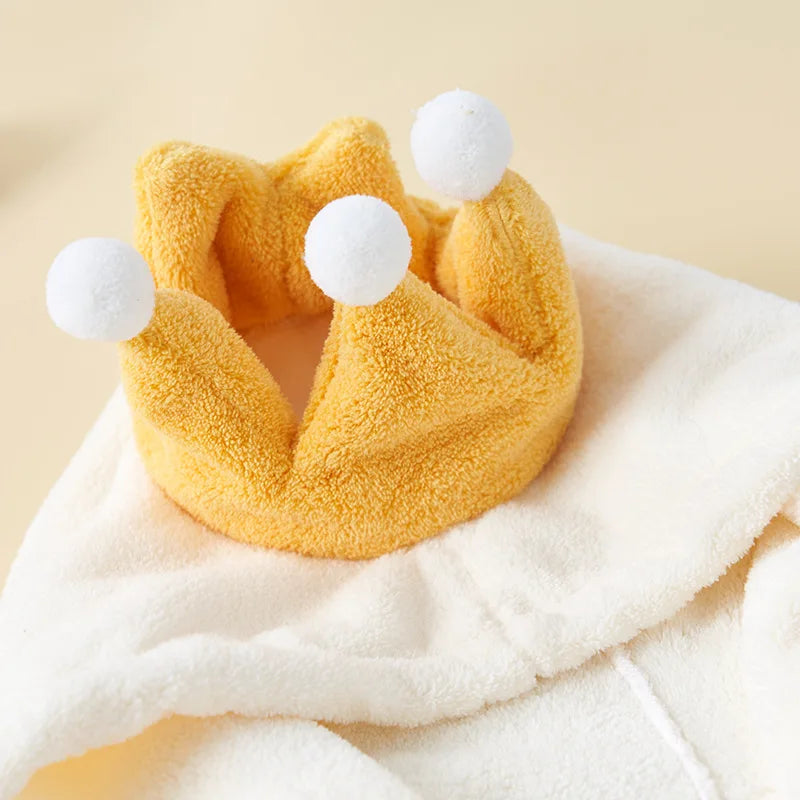 Peignoir de bain épais et doux bébé-polyester-haute-densité-forme-carrée-capuche-doux-moelleux-confortable-printemps-été-automne-blanc-jaune