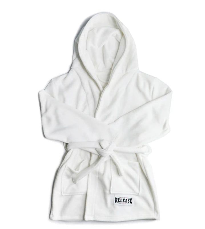 Peignoir de bain épais homme-polyester-épais-manche-longue-capuche-mi-cuisse-avec-culotte-motif-uni-doux-moelleux-confortable-hiver-printemps-automne-blanc