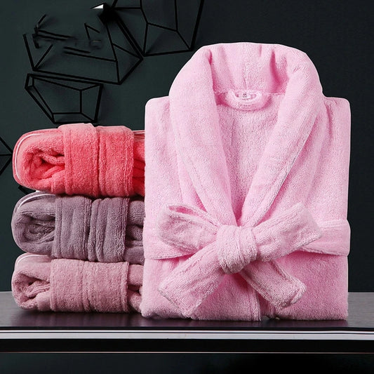 Peignoir de bain éponge ado fille-coton-éponge-moelleux-confortable-doux-manche-longue-mi-mollet-épais