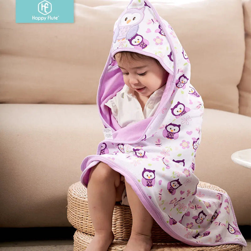 Peignoir de bain eponge bébé-coton-motif-imprime-forme-carree-motif-dessin-animé-moelleux-confortable-absorbant-printemps-automne-hiver-ete-violet