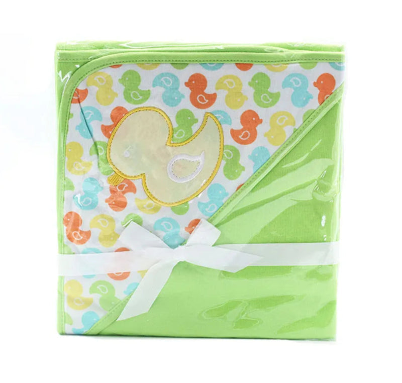 Peignoir de bain eponge bébé-coton-motif-imprime-forme-carree-motif-dessin-animé-moelleux-confortable-absorbant-printemps-automne-ete-hiver-vert-canard