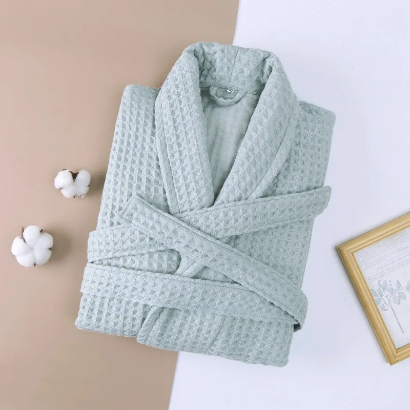 Peignoir_de_bain_eponge_blanc-coton-eponge-doux-confortable-moelleux-col-chale-manche-longue-epais-printemps-hiver-automne-vert