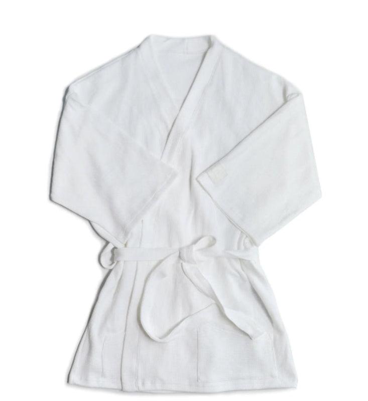 Peignoir_de_bain_eponge_bleu_court-eponge-coton-manche-trois-quarts-epaisseur-normale-col-chale-mi-cuisse-moelleux-ete-confortable-absorbant-printemps-automne-blane