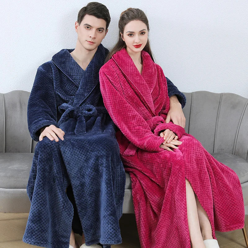Peignoir de bain eponge bordeaux-flanelle-coton-peigne-col-chale-manche-longue-epais-longueur-cheville-moelleux-doux-confortable-printemps-atumone-hiver-gris-rose