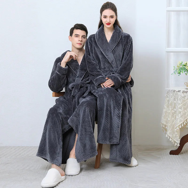 Peignoir de bain eponge bordeaux-flanelle-coton-peigne-col-chale-manche-longue-epais-longueur-cheville-moelleux-doux-confortable-printemps-atumone-hiver-gris