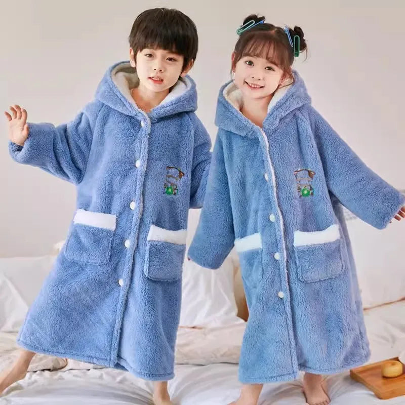 Peignoir_de_bain_eponge_boutons_enfant-flanelle-eponge-coton-boutonne-capuche-manche-longue-epais-mi-mollet-moelleux-confortable-printemps-hiver-automne-blanc-bleu