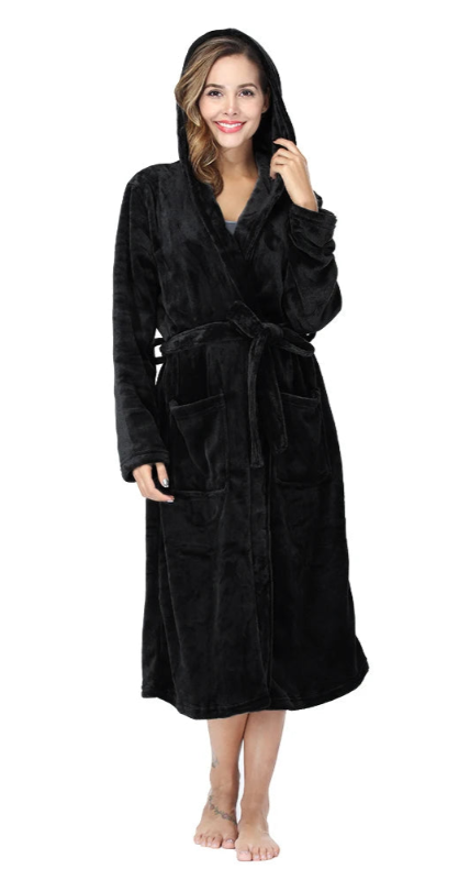Peignoir_de_bain_eponge_femme_coton_bio-coton-flanelle-polyester-capuche-manche-longue-epais-mi-mollet-moelleux-confortable-absorbant-hiver-printemps-automne-noir