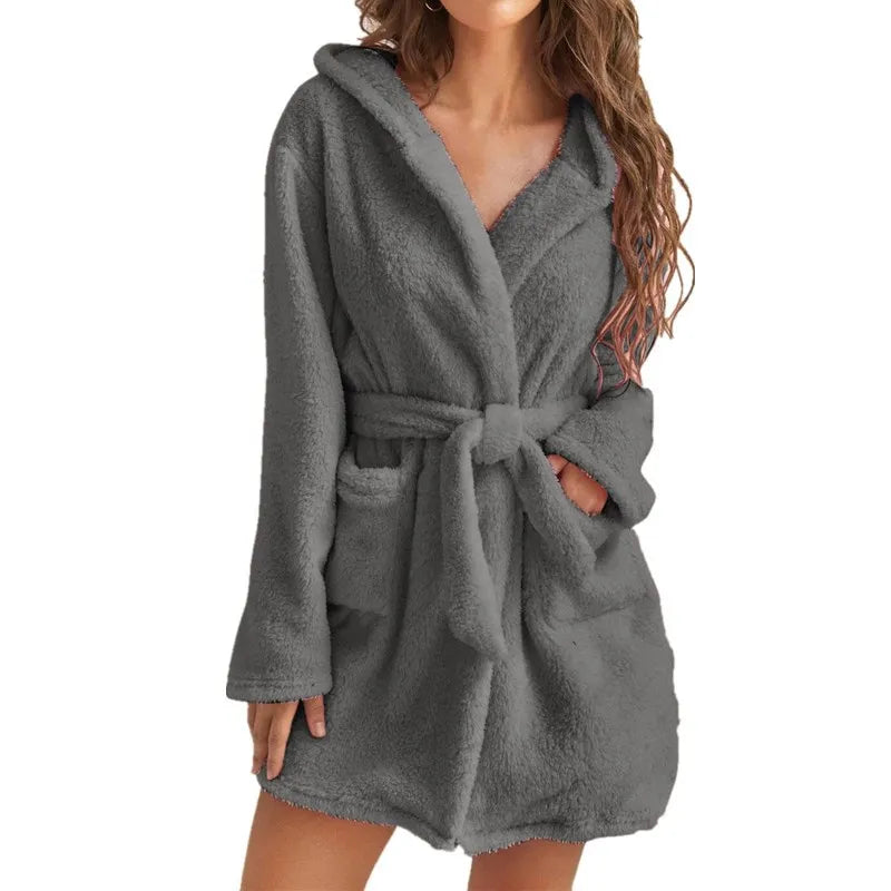 Peignoir_de_bain_eponge_femme_court-flanelle-eponge-capuche-manche-longue-moelleux-confortable-absorbant-mi-cuisse-printemps-automne-hiver-ete-gris