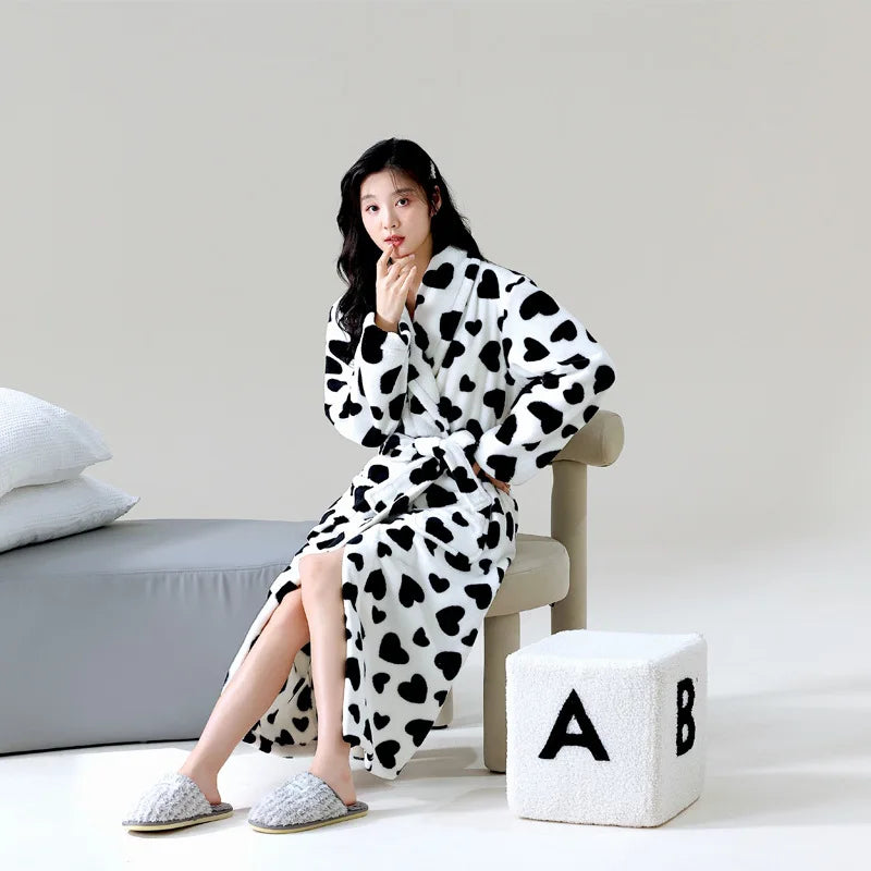 Peignoir_de_bain_femme-flanelle-polyester-imprime-col-chale-manche-longue-epais-longueur-cheville-motif-floral-geometrique-moelleux-confortable-printemps-automne-hiver-blanc-noir