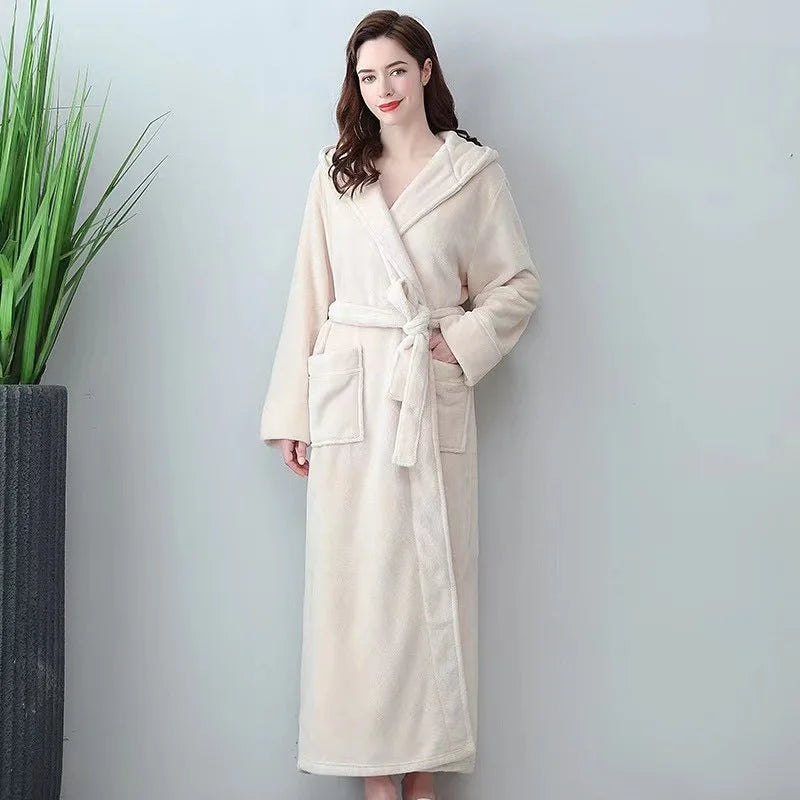 Peignoir_de_bain_femme_avec_prenom-flanelle-polyester-brode-epais-manche-longue-mi-mollet-capuche-absorbant-prenitemps-automne-hiver-moelleux-confortable-blanc