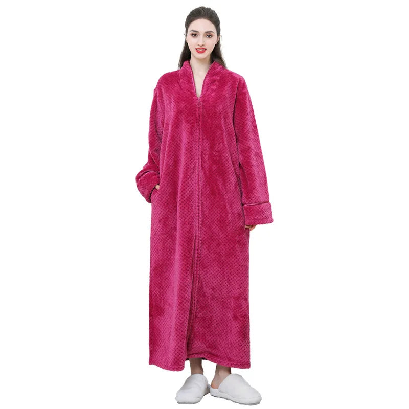 Peignoir_de_bain_femme_grande_taille-coton-flanelle-polyester-manche-longue-epais-moelleux-doux-confortable-longueur-cheville-absorbant-printemps-hiver-automne-bordeaux