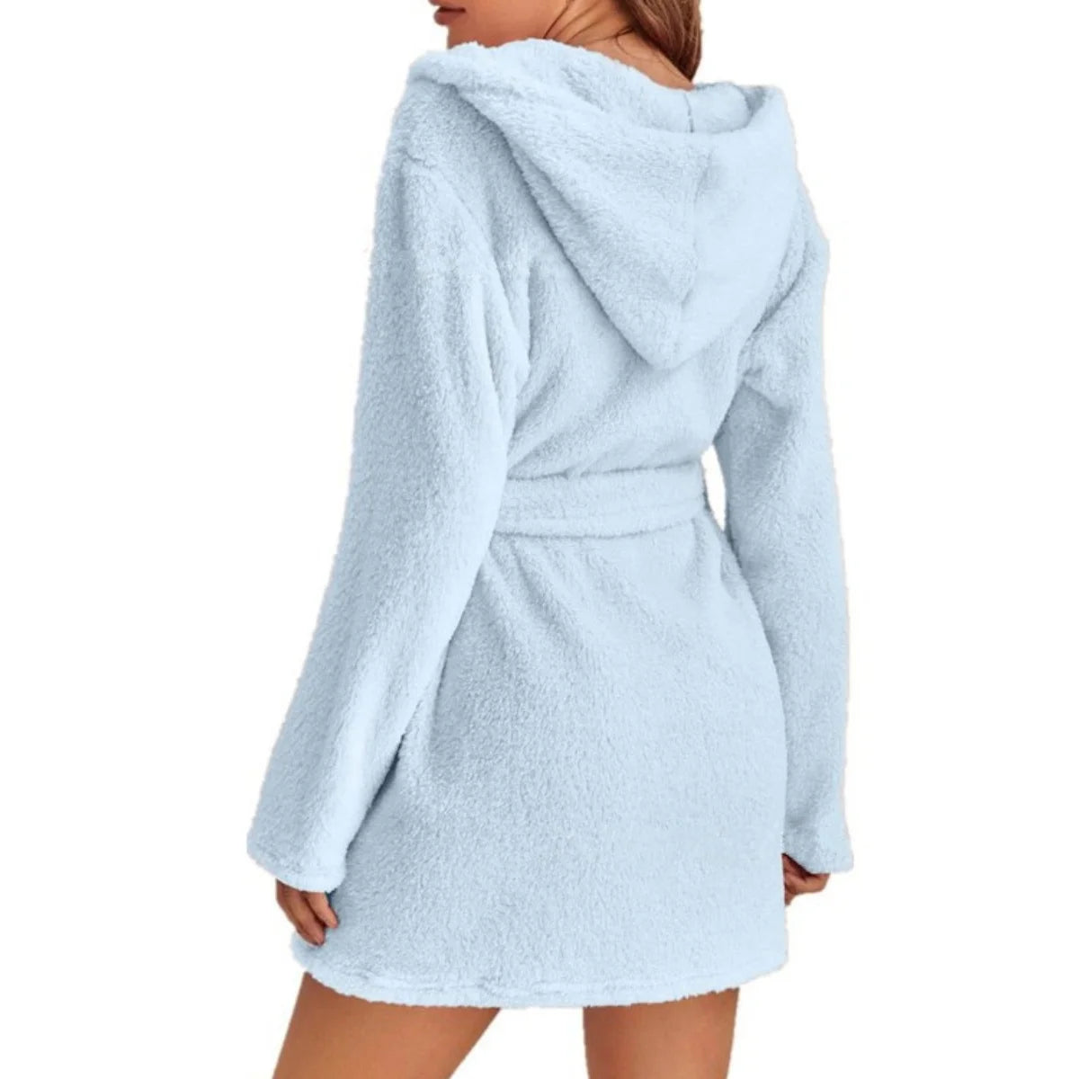 Peignoir de bain femme moins cher-polyester-coton-bleu-clair-absorbant