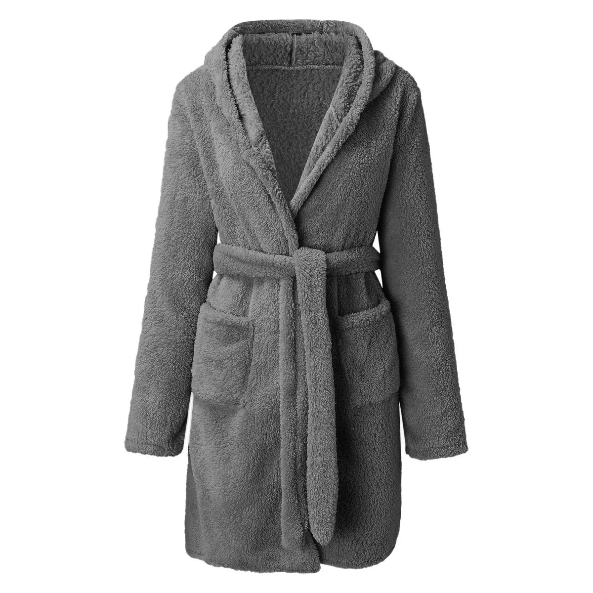 Peignoir de bain femme moins cher-polyester-coton-gris-absorbant