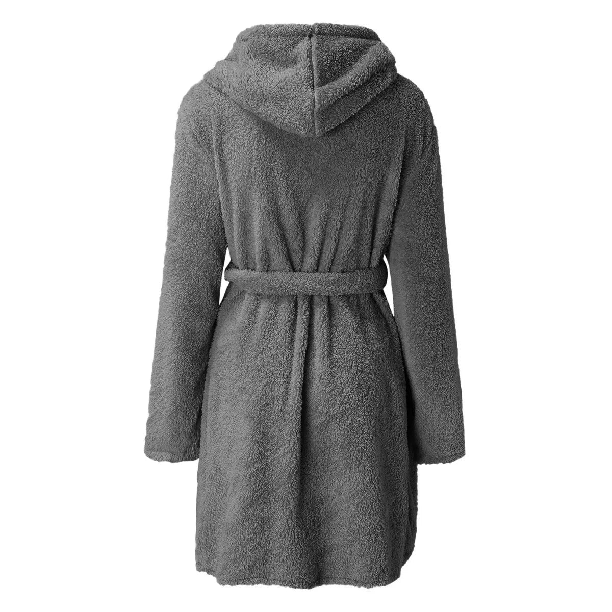 Peignoir de bain femme moins cher-polyester-coton-gris-mi-cuisse