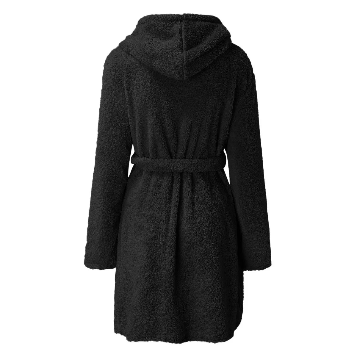 Peignoir de bain femme moins cher-polyester-coton-noir-capuche