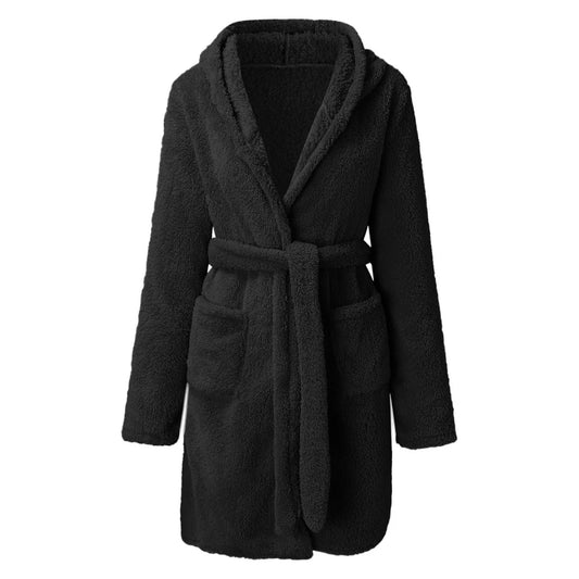 Peignoir de bain femme moins cher-polyester-coton-noir