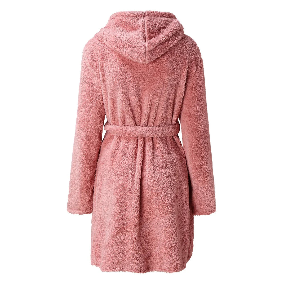 Peignoir de bain femme moins cher-polyester-coton-rose-mi-cuisse