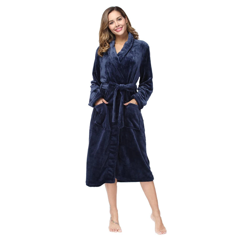 Peignoir_de_bain_femme_rose_epais-flanelle-polyester-col-chale-manche-longue-mi-mollet-epais-moelleux-hiver-confortable-bleu-marine