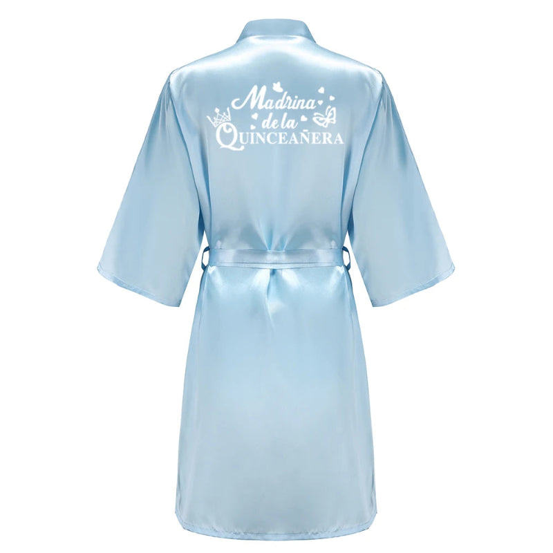 Peignoir de bain femme tout doux-satin-polyester-personnalisable-col-chale-leger-ete-manche-longue-absorbant-mi-genoux-bleu-ciel