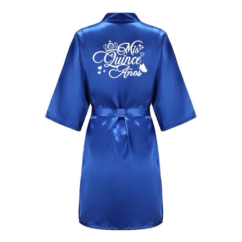 Peignoir de bain femme tout doux-satin-polyester-personnalisable-col-chale-manche-longue-ete-leger-absorbant-mi-genoux-bleu