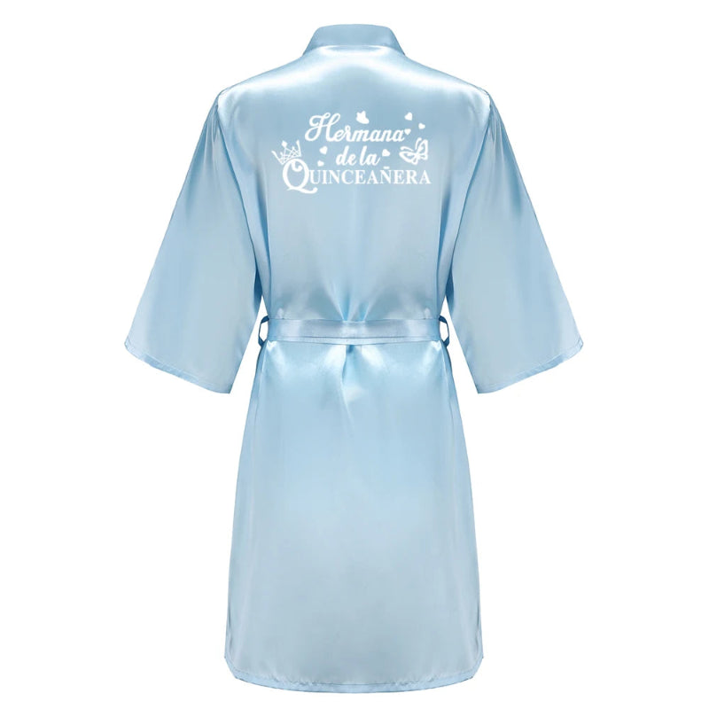 Peignoir de bain femme tout doux-satin-polyester-personnalisable-leger-col-chale-ete-manche-longue-absorbant-mi-genoux-bleu-ciel