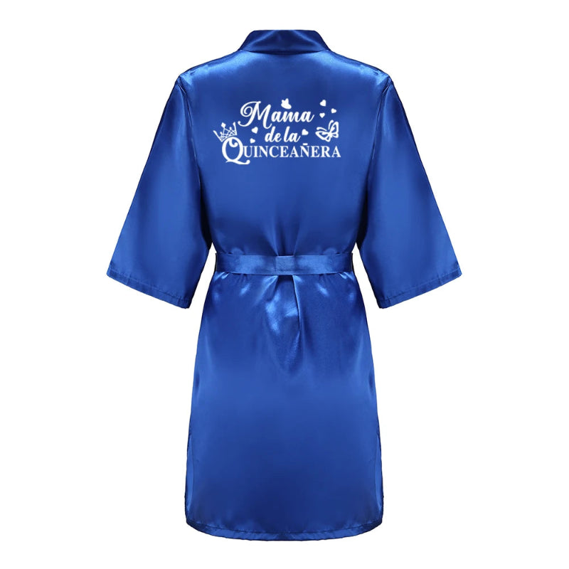 Peignoir de bain femme tout doux-satin-polyester-personnalisable-leger-col-chale-manche-longue-ete-mi-genoux-absorbant-bleu