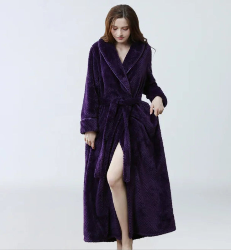 Peignoir_de_bain_femme_tres_long-polyester-velours-manche-longue-longueur-cheville-hiver-epais-absorbant-col-chale-violet
