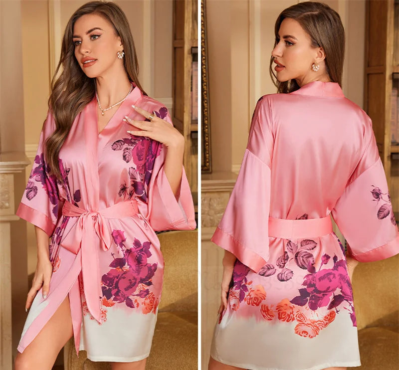 Peignoir_de_bain_femme_ultra_l_ger-manche-trois-quarts-mi-genou-col-chale-absorbant-printemps-ete-motif-floral-rose