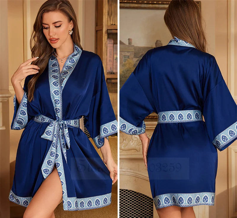 Peignoir_de_bain_femme_ultra_l_ger-manche-trois-quarts-mi-genou-col-chale-ete-absorbant-printemps-motif-floral-bleu-marine