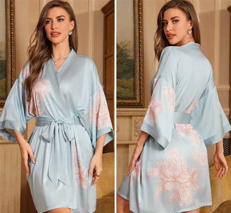 Peignoir_de_bain_femme_ultra_l_ger-manche-trois-quarts-mi-genou-col-chale-ete-absorbant-printemps-motif-floral-gris-rose