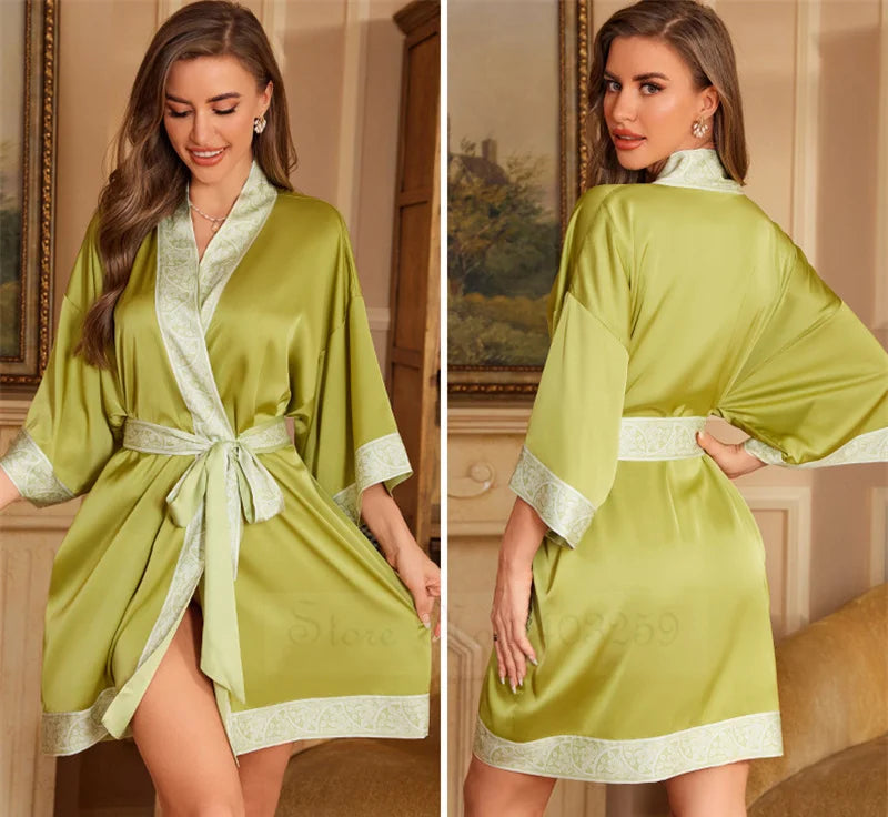 Peignoir_de_bain_femme_ultra_l_ger-manche-trois-quarts-mi-genou-col-chale-ete-absorbant-printemps-motif-floral-vert-oilve