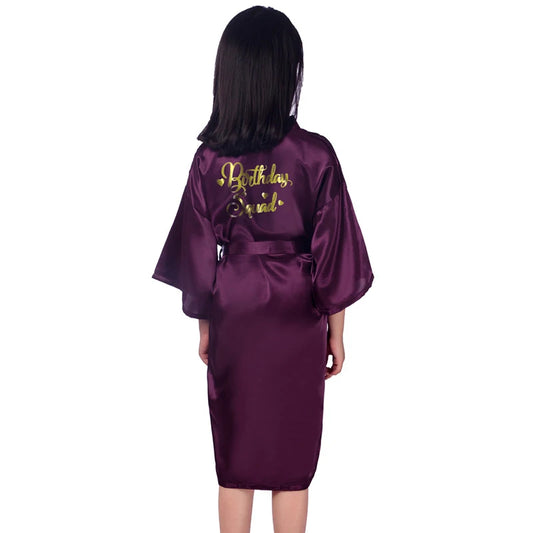 Peignoir de bain fille-polyester-satiné-personnalisé-manche-trois-quarts-mi-genou-ete-printemps-absorbant-violet