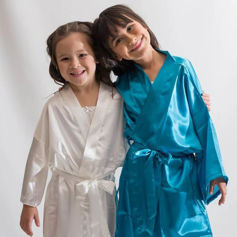 Peignoir de bain fille 6 rose-polyester-satine-manche-longue-été-mi-genou-printemps-absorbant-bleu-blanc