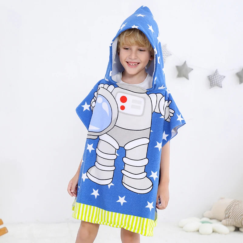 Peignoir de bain fille 6 rouge coton bio-coton-hiver-printemps-raffiné-sans-manche-capuche-bleu